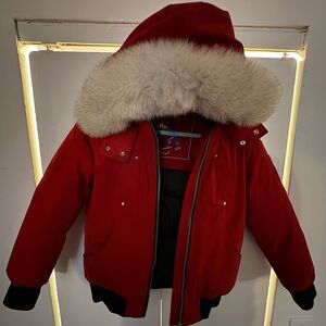 Moose Knuckles Kids Red Jacket with Fur Hood